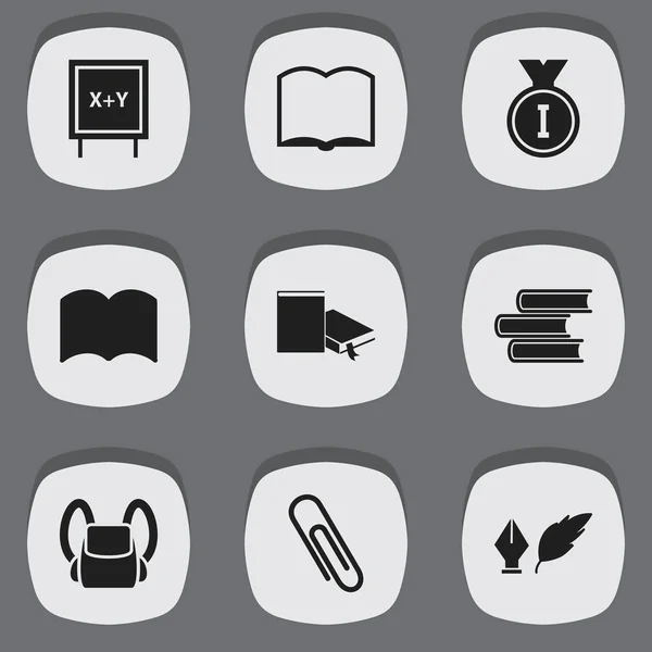 Set di 9 icone dell'Università modificabili. Include simboli come dizionario, letteratura, lavagna e altro ancora. Può essere utilizzato per la progettazione web, mobile, UI e infografica . — Vettoriale Stock
