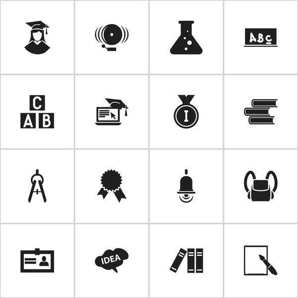 Set Of 16 Editable Science Icons. Includes Symbols Such As Ring, Alphabet Cube, Mind And More. Can Be Used For Web, Mobile, UI And Infographic Design. — Stock Vector