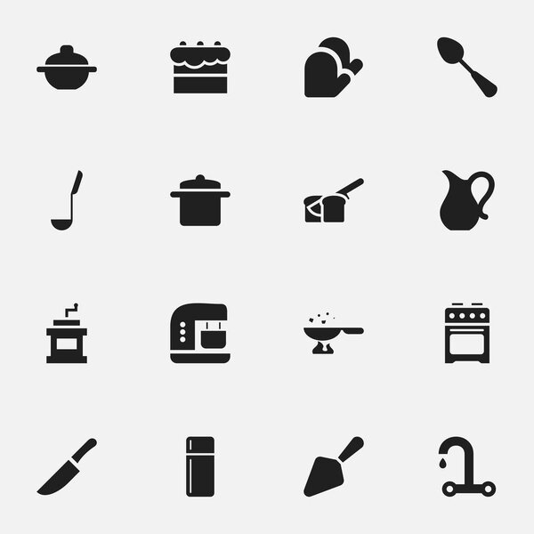 Набор из 16 столовых иконок. Включает в себя такие символы, как смеситель, кран, кувшин и многое другое. Can be used for Web, Mobile, UI and Infographic Design
.
