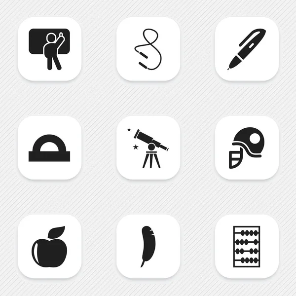 Set de 9 iconos de graduación editables. Incluye símbolos tales como aritmética, pluma, maestro y más. Puede ser utilizado para el diseño de la tela, móvil, interfaz de usuario e infografía . — Archivo Imágenes Vectoriales