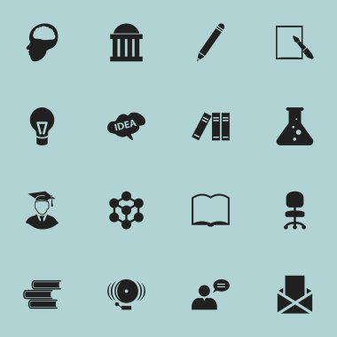 Set Of 16 Editable University Icons. Includes Symbols Such As Envelope, Ring, Cerebrum And More. Can Be Used For Web, Mobile, UI And Infographic Design. clipart