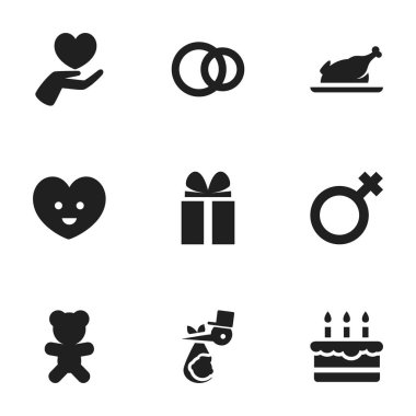 9 düzenlenebilir Kin simgeler kümesi. Hoop, çocuk, ruh ve daha fazlası gibi simgeler içerir. Web, mobil, UI ve Infographic tasarımı için kullanılabilir.