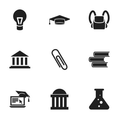 9 düzenlenebilir okul simgeler kümesi. Çantanı, mahkeme, kimya ve daha fazlası gibi simgeler içerir. Web, mobil, UI ve Infographic tasarımı için kullanılabilir.