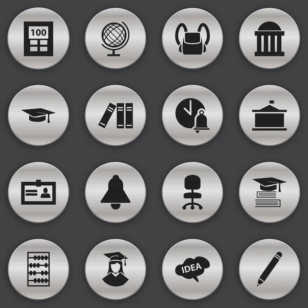 Set di 16 icone dell'Università modificabili. Include simboli come aula di tribunale, istruzione, libreria e altro ancora. Può essere utilizzato per la progettazione web, mobile, UI e infografica . — Vettoriale Stock