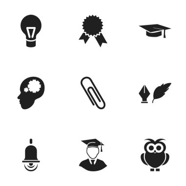 9 düzenlenebilir mezuniyet simgeler kümesi. Edebiyat, elyaf, Diplomaed erkek ve daha fazlası gibi simgeler içerir. Web, mobil, UI ve Infographic tasarımı için kullanılabilir.