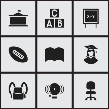 9 düzenlenebilir eğitim simgeler kümesi. Oval topu, iş koltuk, gibi simgeler sözlüğü ve daha fazlasını içerir. Web, mobil, UI ve Infographic tasarımı için kullanılabilir.