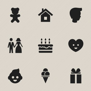 9 düzenlenebilir millet simgeler kümesi. Oyuncak, Bebek, hediye ve daha fazlası gibi simgeler içerir. Web, mobil, UI ve Infographic tasarımı için kullanılabilir.