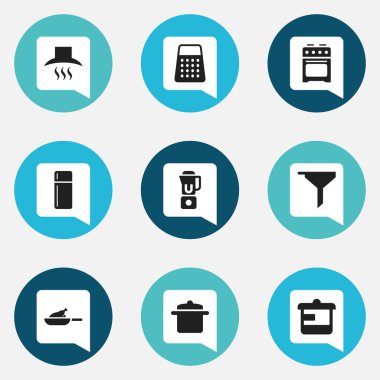 9 düzenlenebilir pişirme simgeler kümesi. Semboller gibi soba, buzdolabı, el Mixer içerir. Web, mobil, UI ve Infographic tasarımı için kullanılabilir.