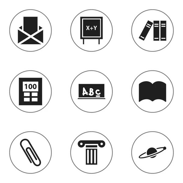 Ensemble de 9 icônes de graduation modifiables. Comprend des symboles tels que l'astrologie, bibliothèque, tableau noir et plus encore. Peut être utilisé pour le Web, mobile, interface utilisateur et infographie . — Image vectorielle