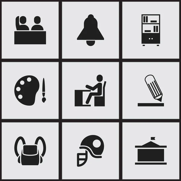 Set de 9 iconos de graduación editables. Incluye símbolos tales como estudiante, bolso de escuela, librería y más. Puede ser utilizado para el diseño de la tela, móvil, interfaz de usuario e infografía . — Vector de stock