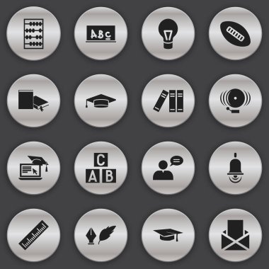 16 düzenlenebilir bilim simgeler kümesi. Zarf, Bookshelf, Alarm zili ve daha fazlası gibi simgeler içerir. Web, mobil, UI ve Infographic tasarımı için kullanılabilir.