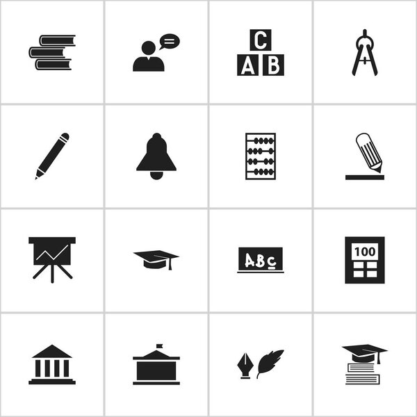 Set Of 16 Editable Science Icons. Includes Symbols Such As Writing, Univercity, Literature And More. Can Be Used For Web, Mobile, UI And Infographic Design.