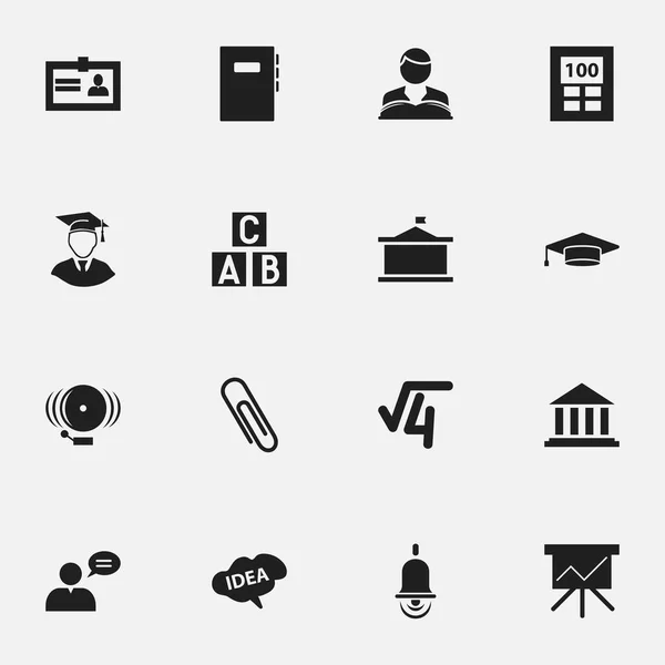 Set Of 16 Editable University Icons. Includes Symbols Such As Graduate, Staple, Studying Boy And More. Can Be Used For Web, Mobile, UI And Infographic Design. — Stock Vector