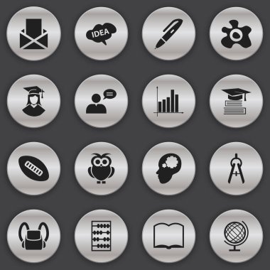16 düzenlenebilir okul simgeler kümesi. Eğitim, adam, çantanı ve daha fazla düşünme gibi simgeler içerir. Web, mobil, UI ve Infographic tasarımı için kullanılabilir.