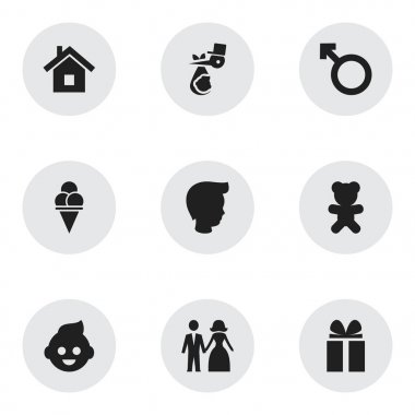 9 düzenlenebilir millet simgeler kümesi. Çocuk, ev, evli ve daha fazla gibi simgeler içerir. Web, mobil, UI ve Infographic tasarımı için kullanılabilir.