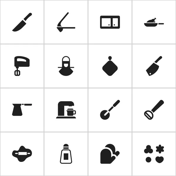 Set van 16 bewerkbare maaltijd iconen. Bevat symbolen zoals Agitator, Rocker Blade, zwaard en meer. Kan worden gebruikt voor Web, Mobile, Ui en Infographic Design. — Stockvector