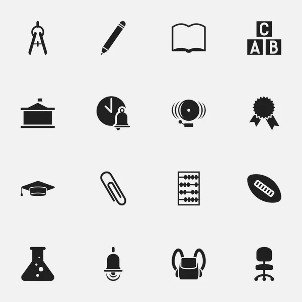 Conjunto de 16 iconos educativos editables. Incluye símbolos tales como graduado, medallón de la victoria, lápiz y más. Puede ser utilizado para el diseño de la tela, móvil, interfaz de usuario e infografía . — Vector de stock