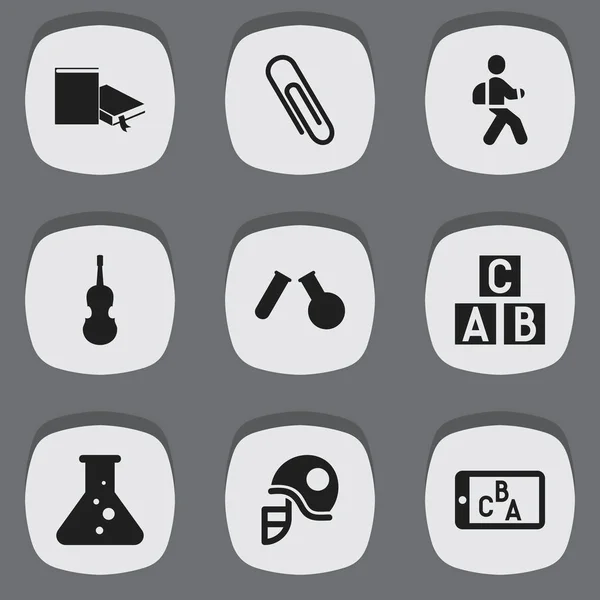 Набір з 9 для редагування освіти іконок. Включає в себе символи, такі як закладки, телефон грати, Hardhat і багато іншого. Може використовуватися для веб, мобільні, призначеного для користувача інтерфейсу і інфографіки дизайн. — стоковий вектор