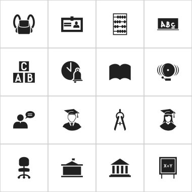 16 düzenlenebilir bilim simgeler kümesi. Matematik aracı, müze, okul yönetimi ve daha fazlası gibi simgeler içerir. Web, mobil, UI ve Infographic tasarımı için kullanılabilir.