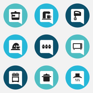 9 düzenlenebilir yemek simgeler kümesi. Yumurta kartonu, fırın, kupa ve daha fazla gibi simgeler içerir. Web, mobil, UI ve Infographic tasarımı için kullanılabilir.