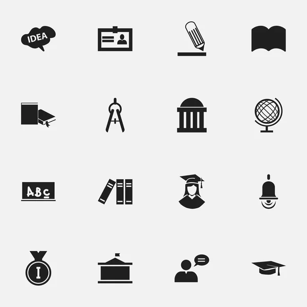 Set de 16 iconos de ciencia editables. Incluye símbolos como sala de audiencias, estantería, hombre pensante y más. Puede ser utilizado para el diseño de la tela, móvil, interfaz de usuario e infografía . — Vector de stock