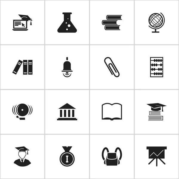Conjunto de 16 iconos de graduación editables. Incluye símbolos tales como hombre diplomado, aprendizaje a distancia, bolsa de escuela y más. Puede ser utilizado para el diseño de la tela, móvil, interfaz de usuario e infografía . — Archivo Imágenes Vectoriales