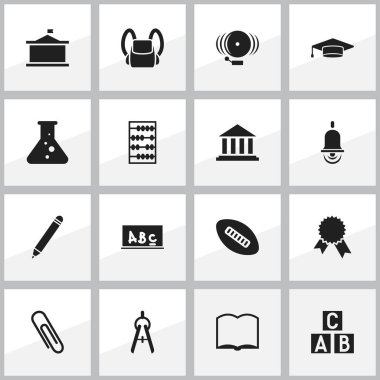 16 düzenlenebilir Üniversitesi simgeler kümesi. Aritmetik, kimya, yüzük ve daha fazlası gibi simgeler içerir. Web, mobil, UI ve Infographic tasarımı için kullanılabilir.