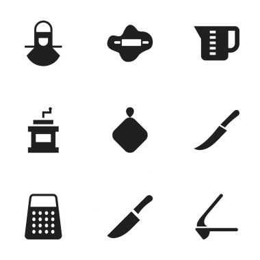 9 düzenlenebilir yemek simgeler kümesi. Bıçak, hamur, Rocker Blade ve daha fazlası gibi simgeler içerir. Web, mobil, UI ve Infographic tasarımı için kullanılabilir.