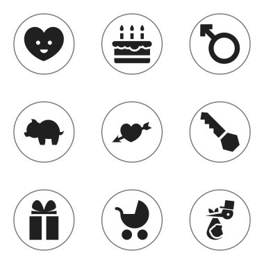 9 düzenlenebilir millet simgeler kümesi. Hediye, adam amblemi, kilit ve daha fazlası gibi simgeler içerir. Web, mobil, UI ve Infographic tasarımı için kullanılabilir.