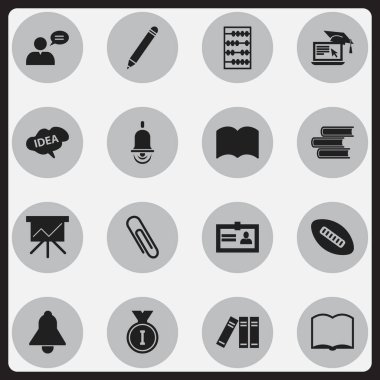 16 düzenlenebilir bilim simgeler kümesi. Kitaplık, sözlük, uzaktan eğitim ve daha fazlası gibi simgeler içerir. Web, mobil, UI ve Infographic tasarımı için kullanılabilir.