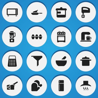16 düzenlenebilir yemek simgeler kümesi. Sembolleri filtreleme gibi gereçler, karıştırıcı ve daha fazlasını içerir. Web, mobil, UI ve Infographic tasarımı için kullanılabilir.