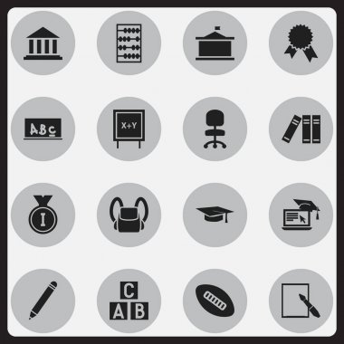 16 düzenlenebilir Üniversitesi simgeler kümesi. Oval topu, kalem, çantanı ve daha fazlası gibi simgeler içerir. Web, mobil, UI ve Infographic tasarımı için kullanılabilir.