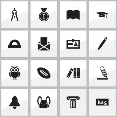 16 düzenlenebilir bilim simgeler kümesi. Sözlük, yarım daire cetvel, Bell ve daha fazlası gibi simgeler içerir. Web, mobil, UI ve Infographic tasarımı için kullanılabilir.