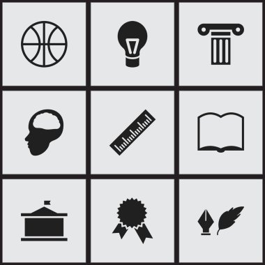 9 düzenlenebilir bilim simgeler kümesi. Zafer madalyon, yeşilaycı, ayağı ve daha fazlası gibi simgeler içerir. Web, mobil, UI ve Infographic tasarımı için kullanılabilir.