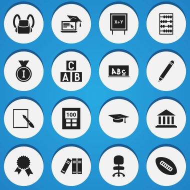 16 düzenlenebilir mezuniyet simgeler kümesi. Mezuniyet şapka, kalem, Blackboard ve daha fazlası gibi simgeler içerir. Web, mobil, UI ve Infographic tasarımı için kullanılabilir.