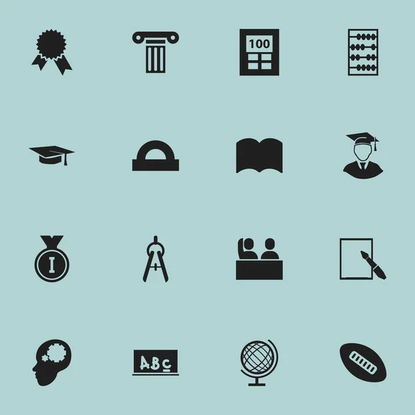 Ensemble de 16 icônes de graduation modifiables. Comprend des symboles tels que la première place, calculatrice, pilier et plus. Peut être utilisé pour le Web, mobile, interface utilisateur et infographie . — Image vectorielle