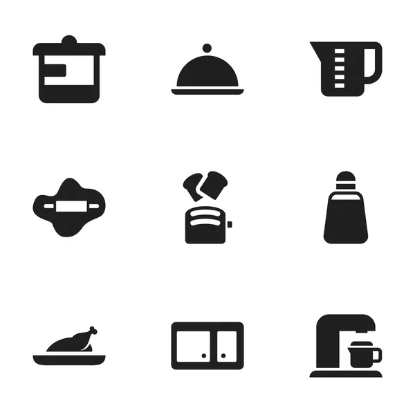 Set von 9 editierbaren Food-Symbolen. enthält Symbole wie Scheibenbrot, Sideboard, Paprika und mehr. kann für Web-, Mobil-, UI- und Infografik-Design verwendet werden. — Stockvektor