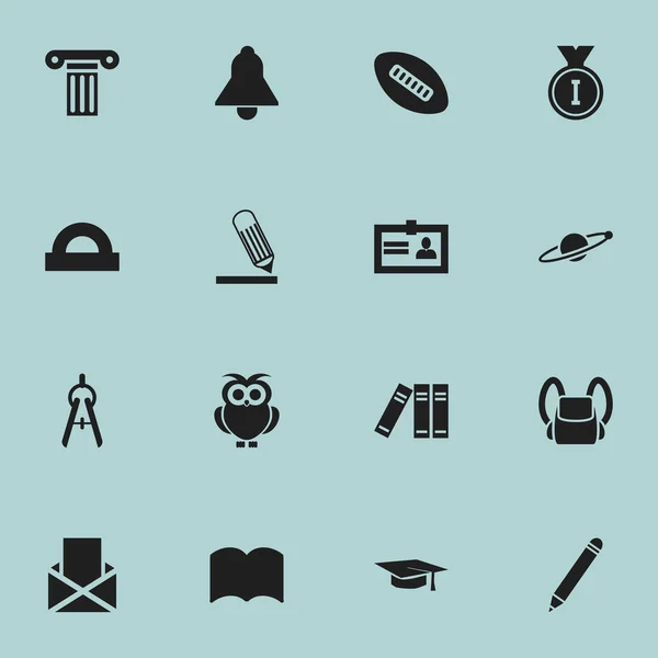 Set de 16 iconos de ciencia editables. Incluye símbolos como librería, regla de semicírculo, certificación y más. Puede ser utilizado para el diseño de la tela, móvil, interfaz de usuario e infografía . — Vector de stock