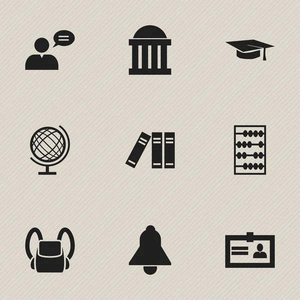Set de 9 iconos editables de la universidad. Incluye símbolos como la certificación, el hombre pensante, el planeta Tierra y más. Puede ser utilizado para el diseño de la tela, móvil, interfaz de usuario e infografía . — Archivo Imágenes Vectoriales