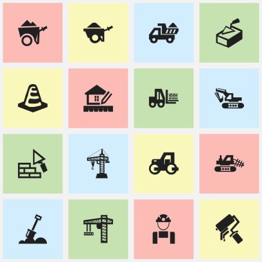 16 düzenlenebilir yapısını simgeler kümesi. Camion, Spatula, çalışan ve daha fazlası gibi simgeler içerir. Web, mobil, UI ve Infographic tasarımı için kullanılabilir.