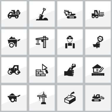 16 düzenlenebilir bina simgeler kümesi. Dayanıklılık, ev planlama, bakan ve daha fazlası gibi simgeler içerir. Web, mobil, UI ve Infographic tasarımı için kullanılabilir.