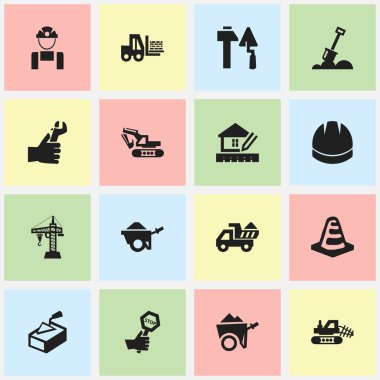 16 düzenlenebilir yapısını simgeler kümesi. Dayanıklılık, katır, arabası ve daha fazlası gibi simgeler içerir. Web, mobil, UI ve Infographic tasarımı için kullanılabilir.