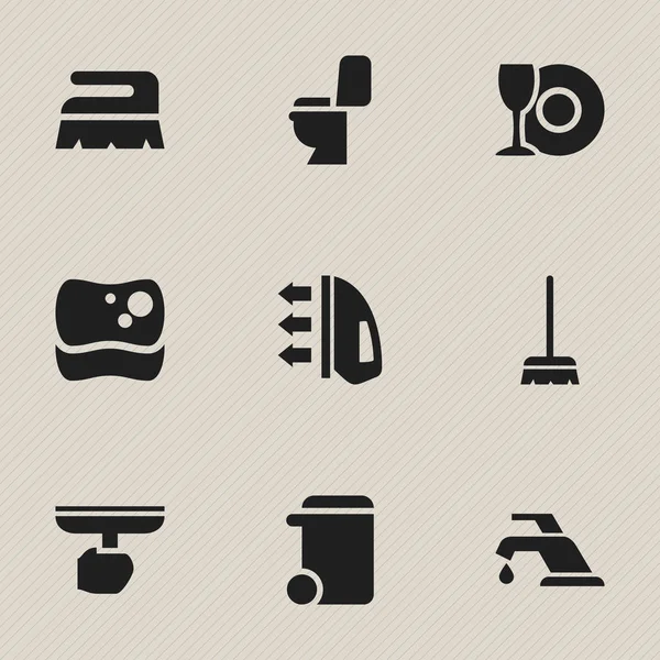 Set van 9 bewerkbare Cleanup iconen. Bevat symbolen zoals borstel, Sweep, stoom en meer. Kan worden gebruikt voor Web, Mobile, Ui en Infographic Design. — Stockvector