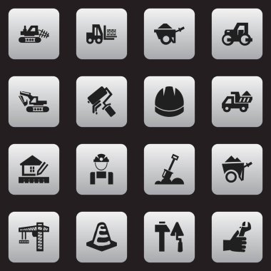 16 düzenlenebilir bina simgeler kümesi. Katır, bodur, eller gibi simgeler içerir. Web, mobil, UI ve Infographic tasarımı için kullanılabilir.