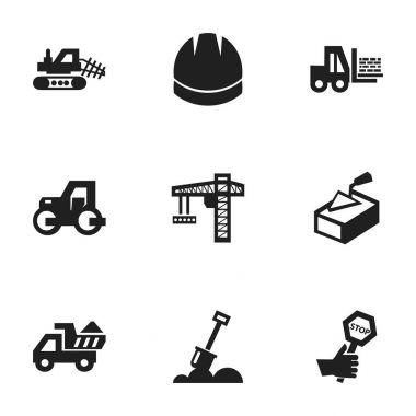 9 düzenlenebilir inşaat simgeler kümesi. Katır, kask, Spatula ve daha fazlası gibi simgeler içerir. Web, mobil, UI ve Infographic tasarımı için kullanılabilir.