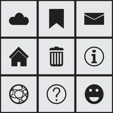 9 düzenlenebilir Internet simge kümesi. Emoji, gökyüzü, SSS ve daha fazlası gibi simgeler içerir. Web, mobil, UI ve Infographic tasarımı için kullanılabilir.