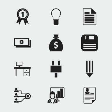12 düzenlenebilir Office simgeler kümesi. Ofis Masası, mimari, soket ve daha fazlası gibi simgeler içerir. Web, mobil, UI ve Infographic tasarımı için kullanılabilir.