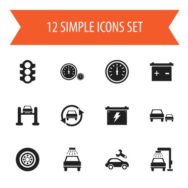 12 düzenlenebilir araç simgeler kümesi. Akümülatör, trafik ışığı, otomotiv saptamak ve daha fazlası gibi simgeler içerir. Web, mobil, UI ve Infographic tasarımı için kullanılabilir.