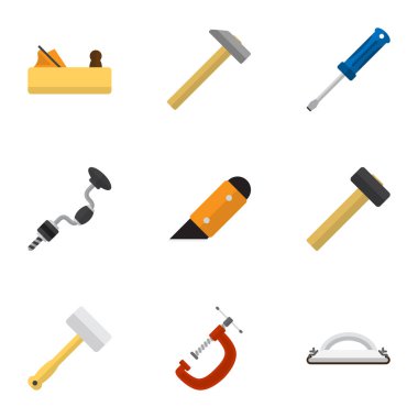 9 düzenlenebilir araçları simgeler kümesi. Jointer, aracı, çekiç ve daha fazlası gibi simgeler içerir. Web, mobil, UI ve Infographic tasarımı için kullanılabilir.