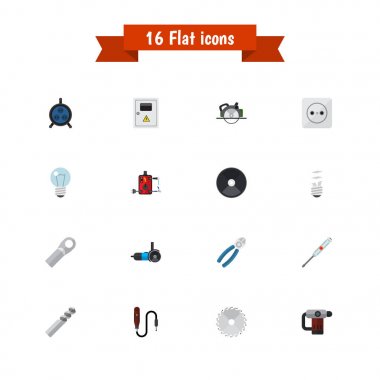 16 düzenlenebilir elektriksel simgeler kümesi. Receptacle, bağlantı, dönüş-vida gibi simgeler ve daha fazlasını içerir. Web, mobil, UI ve Infographic tasarımı için kullanılabilir.